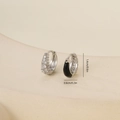 Macro detail of cubic zirconia inlaid hoop earrings with black enamel and dimensions - One Pair / White Gold Black Enamel (P31422Lbkb)