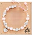 Pink and white beaded bracelet with silver heart pendant on a gift card for daughter - Pink Pearl