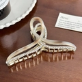 Pince à cheveux en résine champagne avec cadre doré et strass brillants pour femmes - 11.3cm / Gris clair