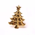 Golden Christmas tree napkin ring with pearl dot decoration on a clean white background - Matte Gold Christmas Tree (ZWZ-XMS-210)