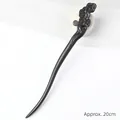 Handcrafted black sandalwood hair pin with 20cm length and cloud carving - Carved - Auspicious Clouds