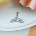 Ciondolo a coda di balena argento con strass colorati per creazione di gioielli DIY - Coda di Pesce con Strass Colorati Argento