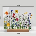Dimensiones detalladas de 21x15cm adorno floral de acrílico con base de madera - Estilo BTU418 Con Base Grande de Madera