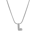 Silver 18K plated letter L pendant necklace with zircon inlay on snake bone chain - Silver L / Silver