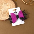 Dettaglio di fiocco glitter viola per Halloween con ragnatela su cartoncino - M-3 Viola 1 (Ragnatela di paillettes rosso rosa)