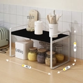 Single tier kitchen counter organizer with black panel and white metal frame 40.7cm - 40cm White Frame + Black Board