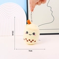 Cute yellow plush bubble tea keychain with pearl embroidery and silver metal ring - Round Buckle / 12cm / Beige