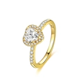 Bague cœur en argent 925 plaqué or 18k sertie de zircons cubiques étincelants - US 6 / Or (WGR324F2)