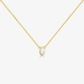 S925 sterling silver gold teardrop necklace with translucent white gemstone - 925 Silver / 18K Gold (Opal)