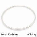 Polished silver stainless steel round bangle bracelet measuring 73x3mm and 13g weight - Silver Single Piece (KB183009-LO)