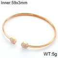 Minimalistische open armband in roségoud met zeshoekige uiteinden en pavé diamanten - Roségouden Zeshoek Pave Stijl (KB116771-KPD)