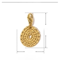 Detail view of gold stainless steel devil eye pendant with measurements and lobster clasp - YF092-Hammered Round Pendant