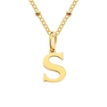 Collier doré avec pendentif lettre S et chaîne à perles délicate pour femmes - Lettre S / Or