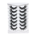 7 pairs of thick black fox-eye false eyelashes with elongated ends in a white tray - B7 (7 Pairs White Tray)