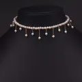 Collana girocollo con perle d'acqua dolce fatte a mano e nappe pendenti con finitura oro - Stile Nappina con Perla Singola (一颗珍珠流苏项链)