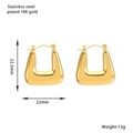 Polished 18K gold plated stainless steel geometric trapezoid hoop earrings for women - KD001-Geometric Trapezoid