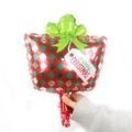Plaid Christmas gift box foil balloon with green bow and Merry Christmas tag - 16 Inch Mini Christmas Gift