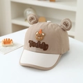 Dettaglio ricamo orsetto Teddy e graziose orecchie su cappello da baseball bimbi - 48-50cm(1-3 anni) / Cachi