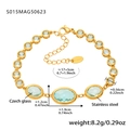 Gold stainless steel anklet set with light blue oval Czech glass stones and 5cm extension - Oval / 17+5cm / Gold Blue