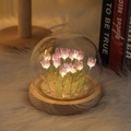 Single Glass Dome (No Flowers No Base) 16 Purple Tulips