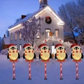 Solar Christmas penguin lights 5-piece set with red hats for outdoor lawn pathway decor - Penguin (Red Tube)