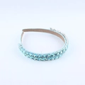 Close-up of light blue crystal headband with marquise stones and anti-slip lining - Fresh Blue Leaf Style (B)