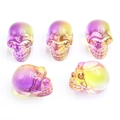 Set of five crystal skulls with pink to yellow gradient finish for festive decoration - No.24 (Pink Yellow Gradient Transparent)