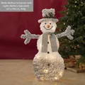 Leuchtende Schneemann-Weihnachtsfigur 90cm mit weißem Kunstfell und warmen LED-Lichtern - 90CM Schneemann mit grauem Schal