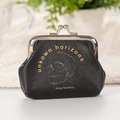 Black leather clasp coin purse with skull print and Stay Fearless gold lettering - 2# Brave Skull Stay Fearless
