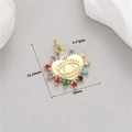 Macro detail of gold heart evil eye pendant with dimensions 22.15mm height and 19mm width - H-11629/Heart Evil Eye
