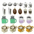 Assorted vintage enamel coffee cup and cat charms for DIY jewelry and keychain making - Mixed 20pcs Enamel Coffee Series