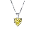Silver necklace with a heart-shaped yellow gemstone pendant on a polished O-chain link - Necklace / Yellow Zirconia