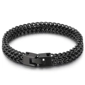 Bracciale maschile a doppia fila in acciaio al titanio nero con maglia a scaglie di drago - 9mm / Nero
