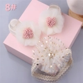 Detail of baby floral shoes and headband set with pink flowers in a gift box - Style 8 (White Pink Flower/White Pink Core)