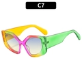 Polygonal oversized sunglasses with gradient yellow and pink frames, C7 color variant - Yellow Purple Green Gradient Frame Grey Yellow Lens