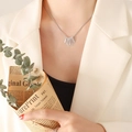 Minimalistische zilveren geometrische ketting met een stralende hanger en slangenketting - 40+5cm / Zilver
