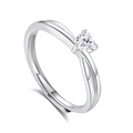 Anello regolabile in argento S925 con una gemma a forma di cuore trasparente - Aperto Regolabile / Modello da Donna (FDJZ-161)