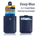 Deep blue pull-out card holder in lychee pattern PU leather with 5+1 multi-slots - 5+1 Slots Pull-out / Dark Blue