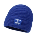 Bonnet en maille d'hiver bleu minimaliste avec une étiquette tissée rectangulaire - Bleu Royal