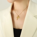 Collier vintage doré avec croix et médaille ovale, style minimaliste pour femme - Chaîne d'Extension 40+5CM / Doré