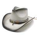 Western straw cowboy hat with black gradient brim and starfish charm decoration - M (56-58cm) / White