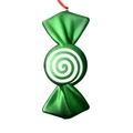 Green 40cm Christmas candy ornament with white spiral pattern and red hanging rope - Style A Green White Spiral Candy Single
