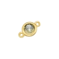 Detail of round gold connector with faceted yellow-green gemstone for DIY jewelry making - Yellow-Green