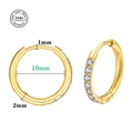 Minimalist gold 316L stainless steel hoop earrings with sparkling cubic zirconia inlay - 2.0*10mm (Single Piece) / Gold