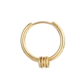 Minimalist gold hoop earring featuring a unique metallic wire wrap design on a white background - Gold Coil Style (KE106135-Z)