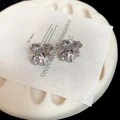 Elegant silver flower pearl stud earrings featuring textured petals in a minimalist style - Silver Textured 3D Flower (30#)