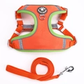 Durable orange and neon green pet harness set with reflective straps for large dogs - XS / Orange Red