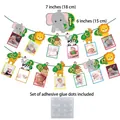 Banderole photo premier anniversaire animaux de la jungle avec cartes lion et éléphant - Bannière Photo Bébé Mensuelle