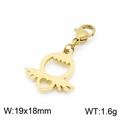 Vergoldeter Herz-Engel-Anhänger mit Flügeln, 19x18mm mit Karabinerverschluss und Ring - Goldener Stil (KLJ6988-Z) / 19*18mm