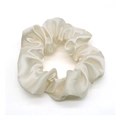 Elegant cream white satin scrunchie with silk-like texture and soft fabric folds - Off White